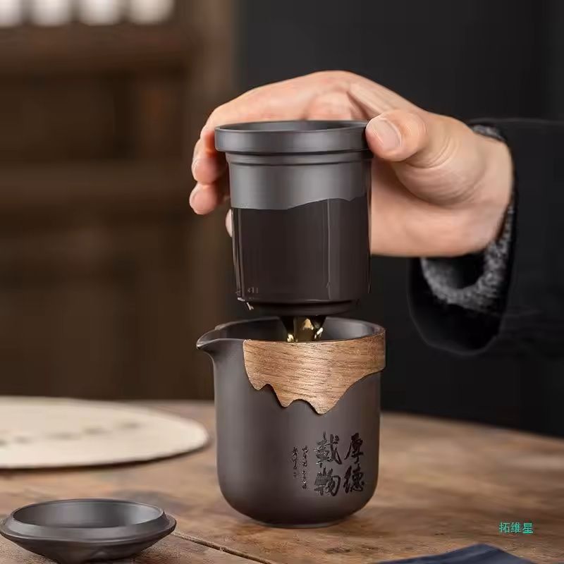 Portable Chinese Clay Tea Set With Infuser And Cups 2