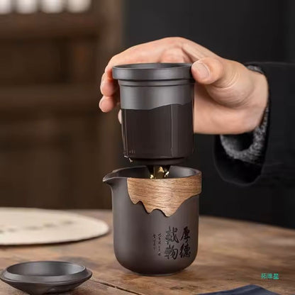Portable Chinese Clay Tea Set With Infuser And Cups 2