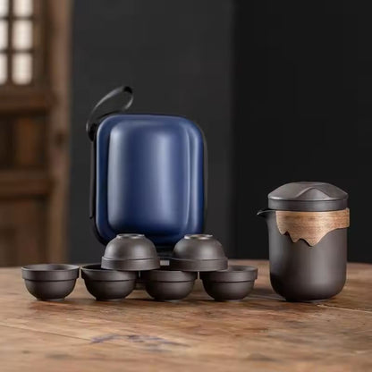 Portable Chinese Clay Tea Set With Infuser And Cups 4