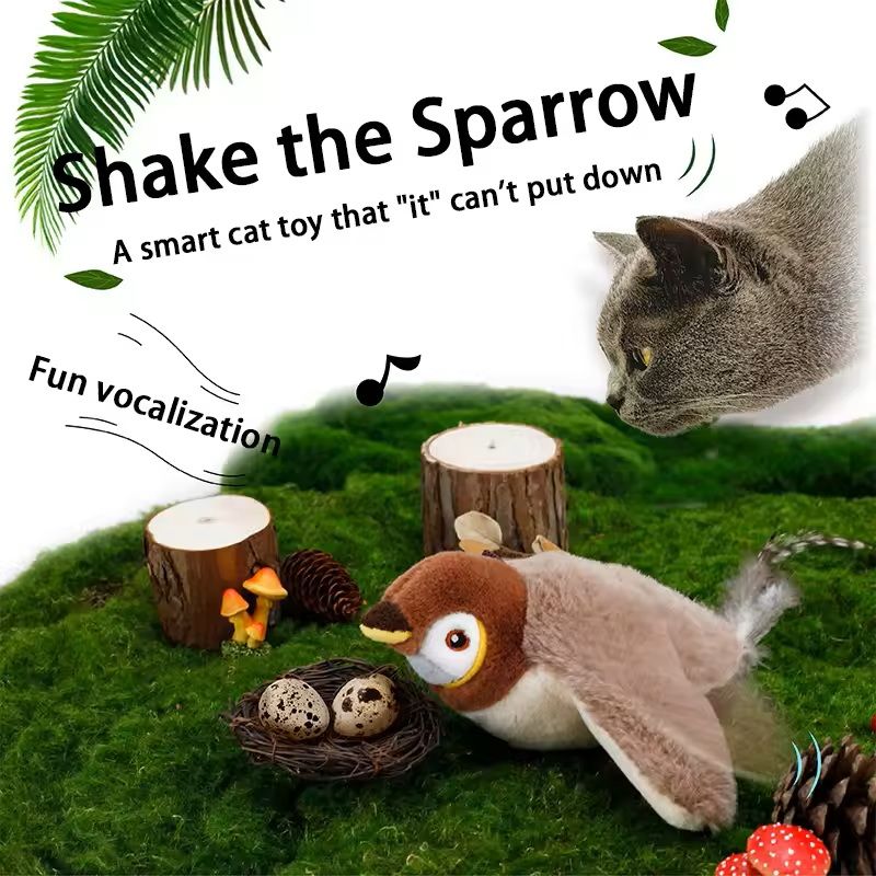Interactive Rechargeable Cat Toy With Chirping Flapping Bird 1