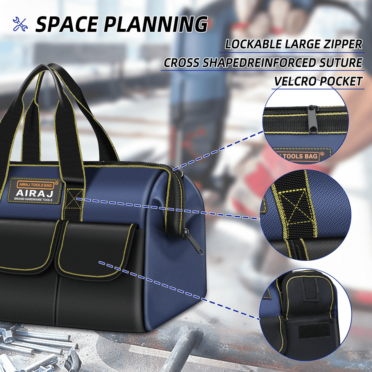 AIRAJ Heavy Duty Electrician Tool Bag Waterproof Oxford Cloth Organizer 1