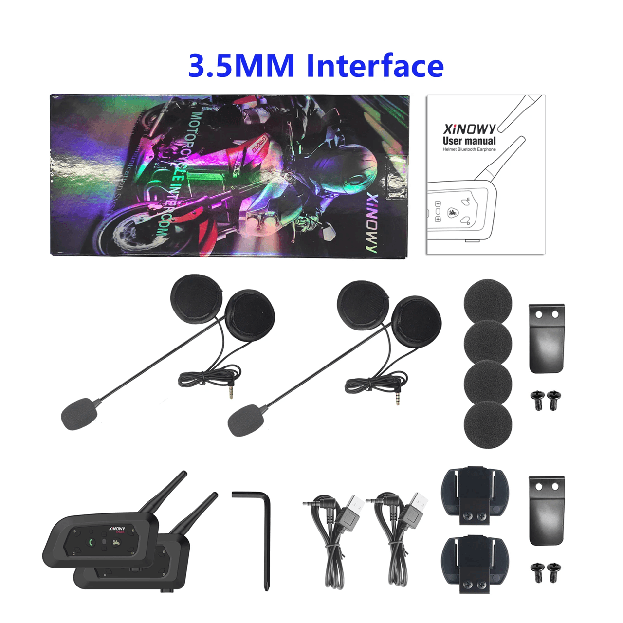 XINOWY V6 Pro Motorcycle Bluetooth Intercom System For Helmet Communication 3