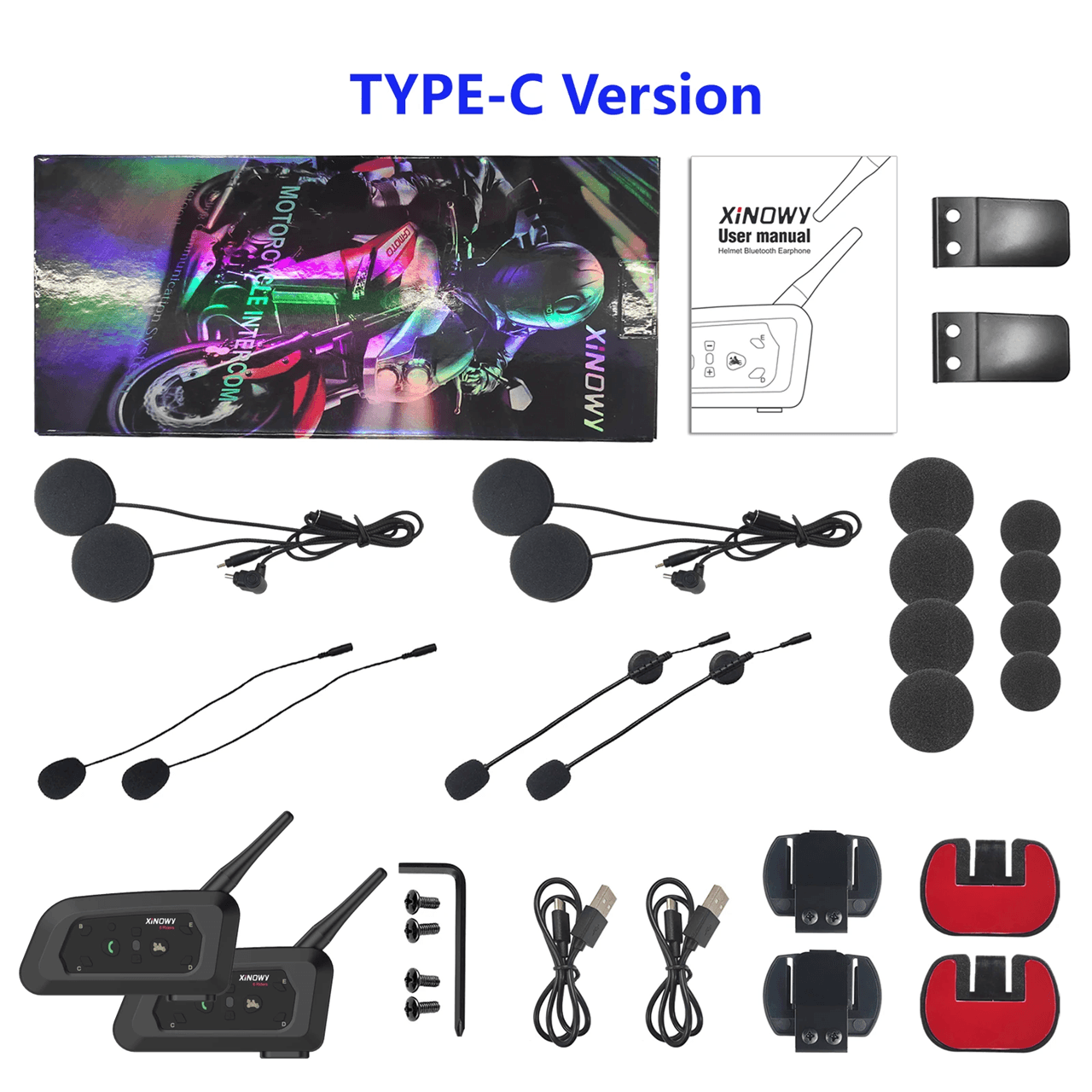 XINOWY V6 Pro Motorcycle Bluetooth Intercom System For Helmet Communication 5