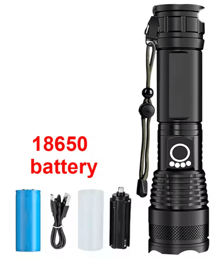High Power Rechargeable Tactical Flashlight With Telescopic Zoom For Camping And Outdoor Use 5