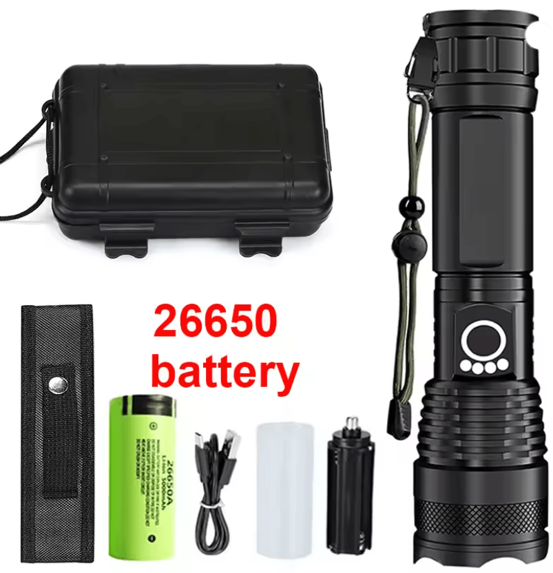 High Power Rechargeable Tactical Flashlight With Telescopic Zoom For Camping And Outdoor Use 8