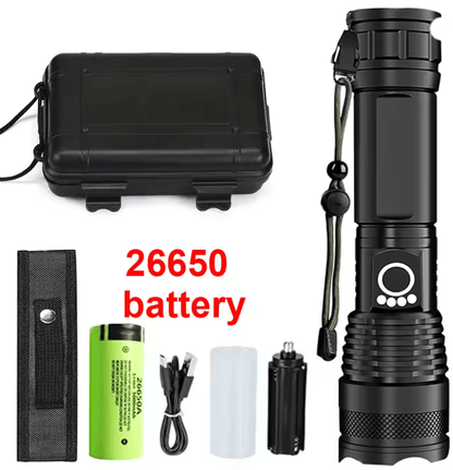 High Power Rechargeable Tactical Flashlight With Telescopic Zoom For Camping And Outdoor Use 8