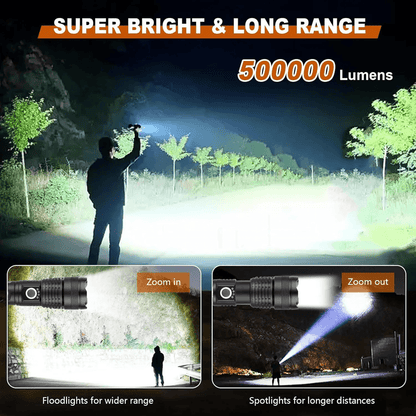 High Power Rechargeable Tactical Flashlight With Telescopic Zoom For Camping And Outdoor Use 1