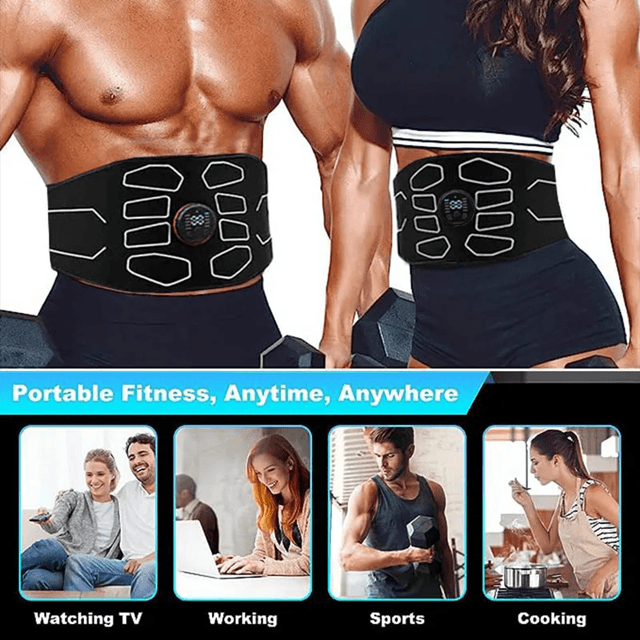 EMS Waist Trainer Belt with Abdominal Muscle Stimulation and Fat Burning Support