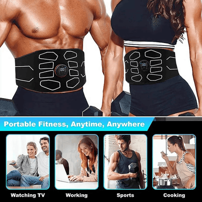 EMS Waist Trainer Belt with Abdominal Muscle Stimulation and Fat Burning Support
