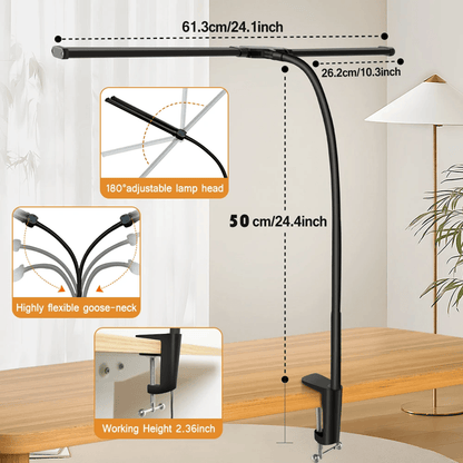 Dimmable Clip On LED Desk Lamp With Flexible Arm For Reading Office And Computer Use 1