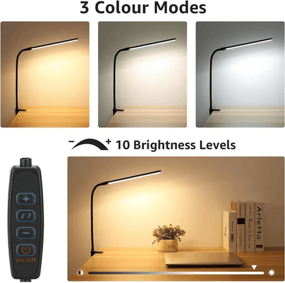 Dimmable Clip On LED Desk Lamp With Flexible Arm For Reading Office And Computer Use 5