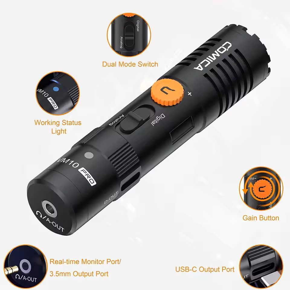 On-Camera Cardioid Shotgun Microphone with Shock Mount for DSLR and Smartphones