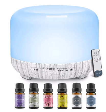 500ml Ultrasonic Essential Oil Diffuser With Remote Control And LED Light For Home Or Office 5