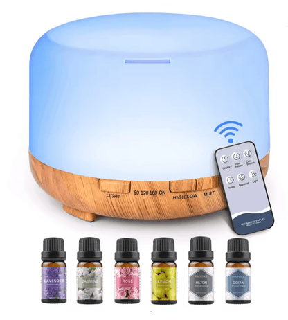 500ml Ultrasonic Essential Oil Diffuser With Remote Control And LED Light For Home Or Office 6