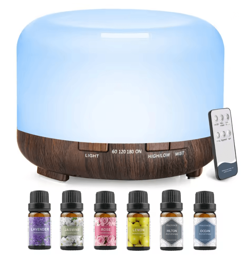 500ml Ultrasonic Essential Oil Diffuser With Remote Control And LED Light For Home Or Office 7