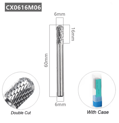 Tungsten Carbide Rotary File With Ball Nose Tip 6mm Single Cut Milling Burr For Metal Carving 2