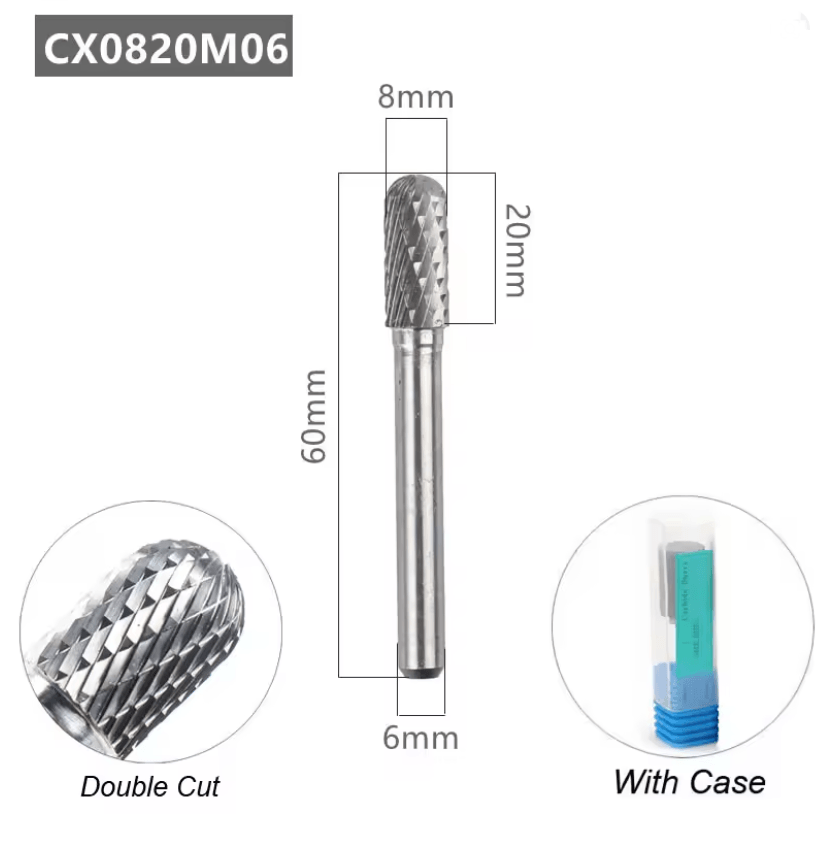 Tungsten Carbide Rotary File With Ball Nose Tip 6mm Single Cut Milling Burr For Metal Carving 3