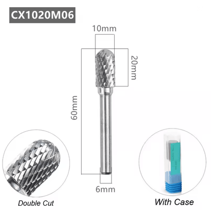 Tungsten Carbide Rotary File With Ball Nose Tip 6mm Single Cut Milling Burr For Metal Carving 4