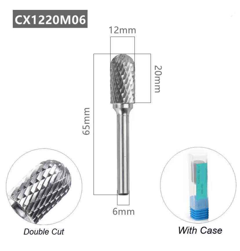 Tungsten Carbide Rotary File With Ball Nose Tip 6mm Single Cut Milling Burr For Metal Carving 5
