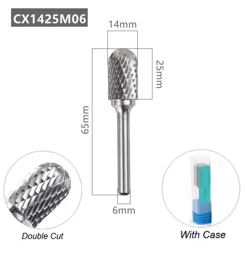 Tungsten Carbide Rotary File With Ball Nose Tip 6mm Single Cut Milling Burr For Metal Carving 6