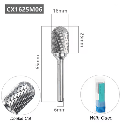 Tungsten Carbide Rotary File With Ball Nose Tip 6mm Single Cut Milling Burr For Metal Carving 7