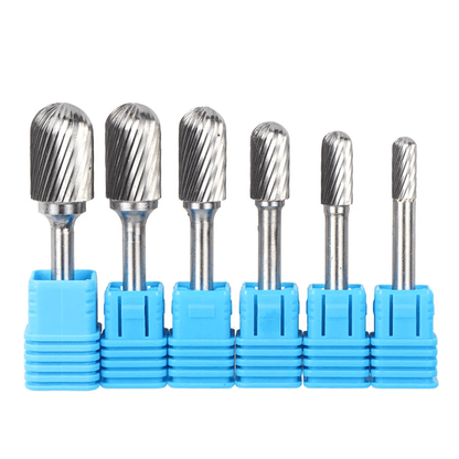 Tungsten Carbide Rotary File with Ball Nose Tip 6mm Single Cut Milling Burr for Metal Carving