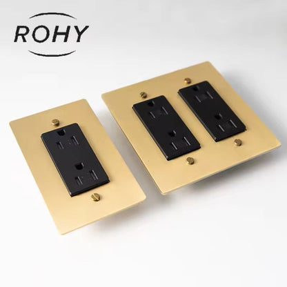 Golden Brass Panel Switch And Socket Collection  Toggle USB GFCI And Dimmer Options 2
