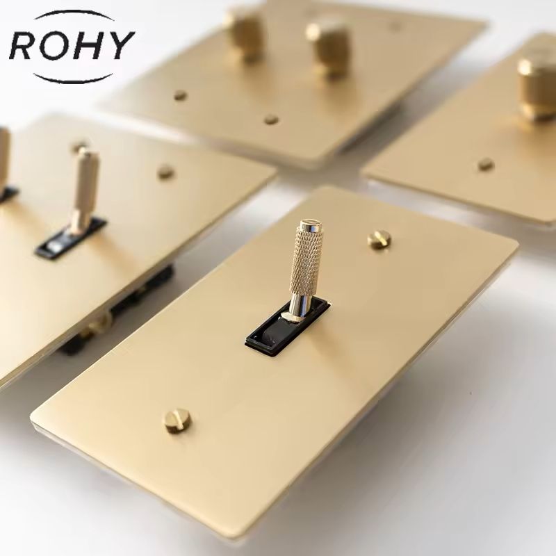 Golden Brass Panel Switch And Socket Collection  Toggle USB GFCI And Dimmer Options 3