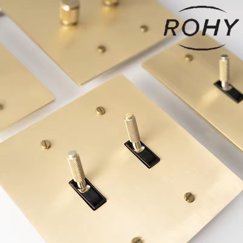 Golden Brass Panel Switch And Socket Collection  Toggle USB GFCI And Dimmer Options 4