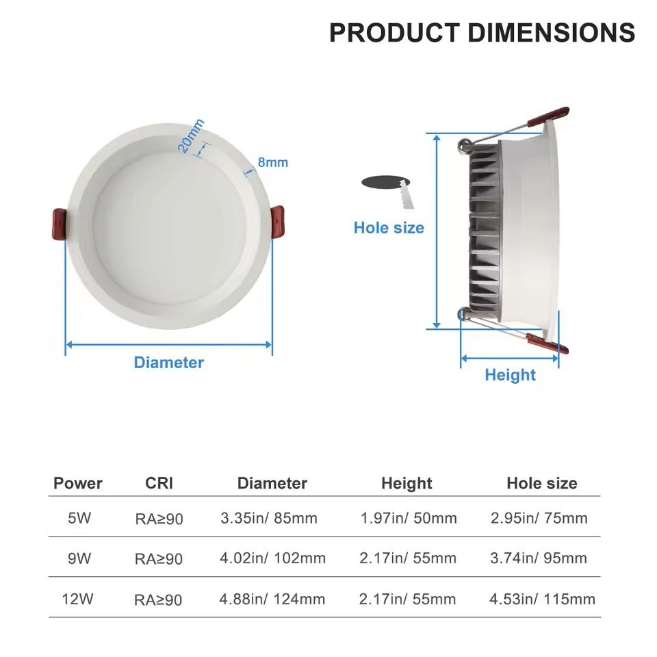 Smart Recessed LED Downlight 5 CCT Switchable Indoor Ceiling Light 1