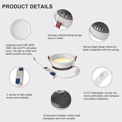 Smart Recessed LED Downlight 5 CCT Switchable Indoor Ceiling Light 4