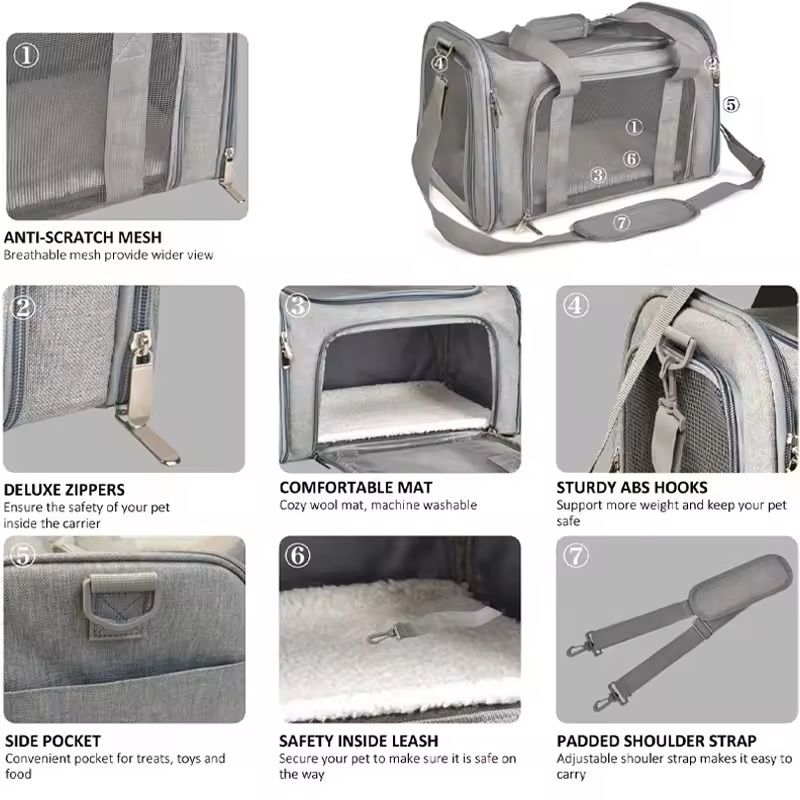 Portable Pet Carrier Bag Soft Sided Travel Backpack For Dogs And Cats 3