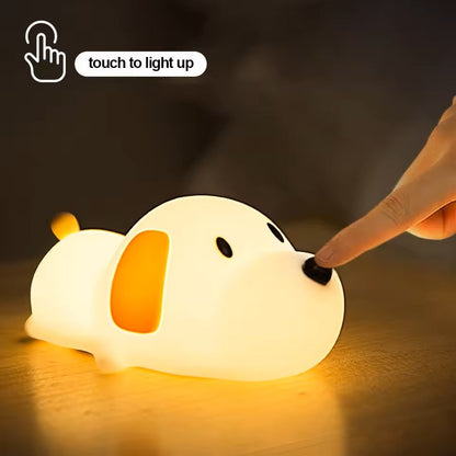 Silicone Puppy LED Night Light Touch Sensor Rechargeable Bedside Lamp