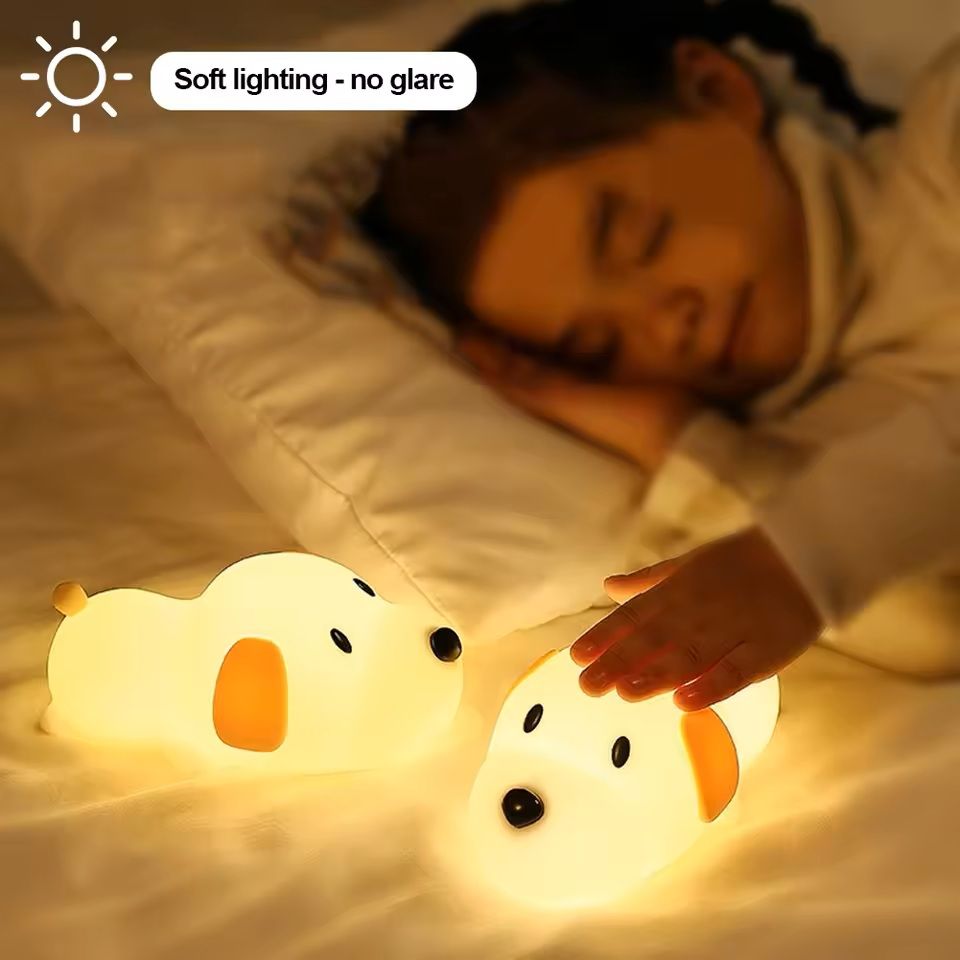 Silicone Puppy LED Night Light Touch Sensor Rechargeable Bedside Lamp 2