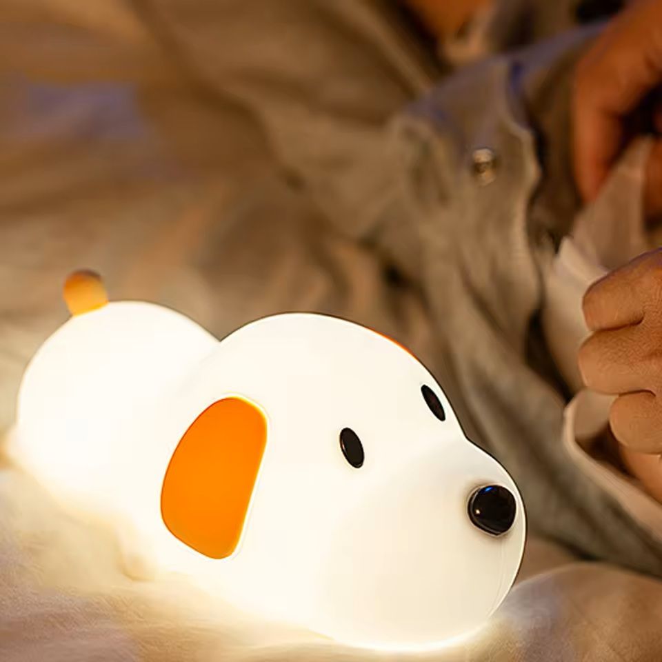 Silicone Puppy LED Night Light Touch Sensor Rechargeable Bedside Lamp 3