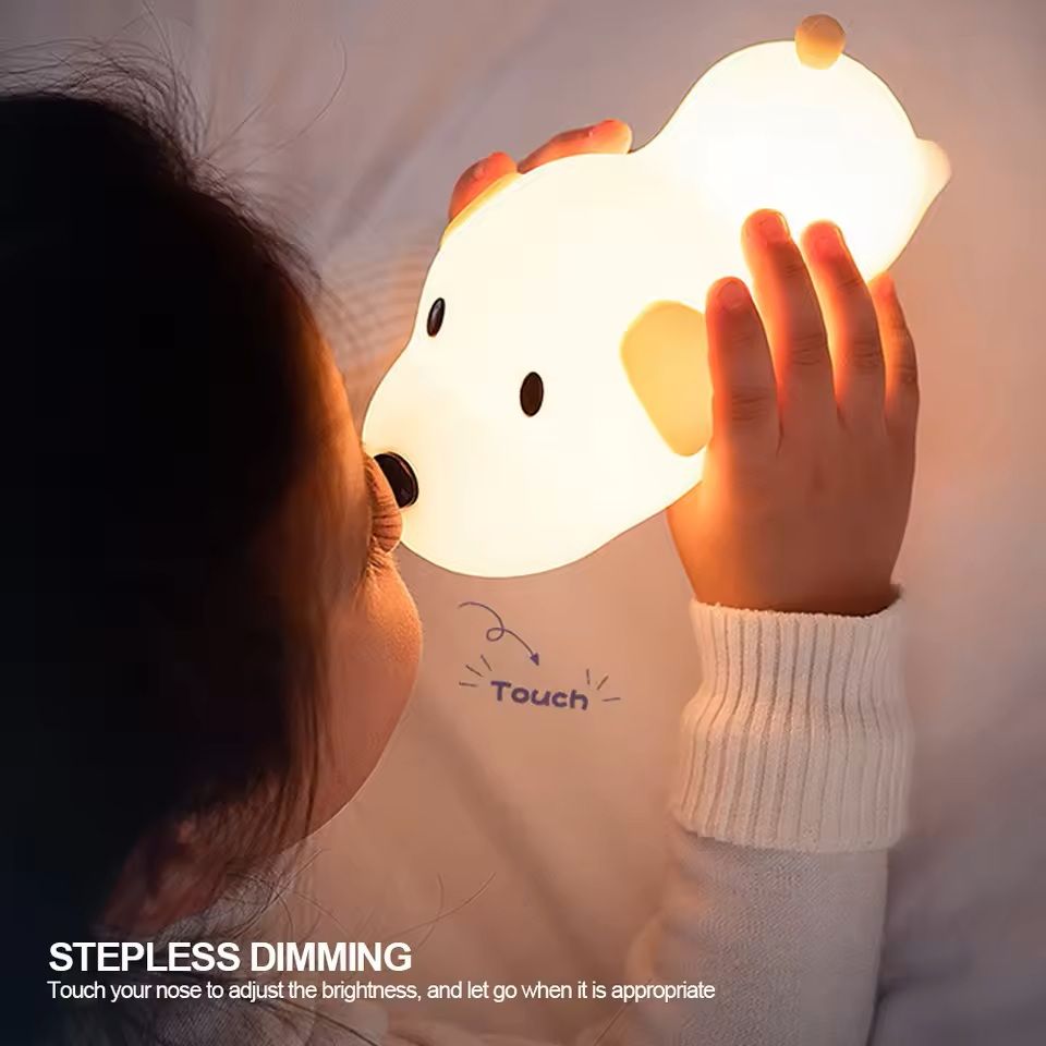 Silicone Puppy LED Night Light Touch Sensor Rechargeable Bedside Lamp 5