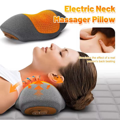 Electric Neck Massager Pillow With Heat And Vibration For Cervical Support 4