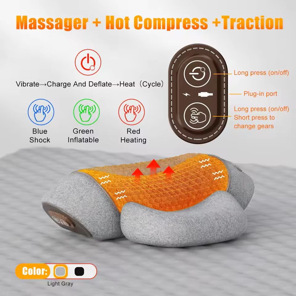 Electric Neck Massager Pillow With Heat And Vibration For Cervical Support 8