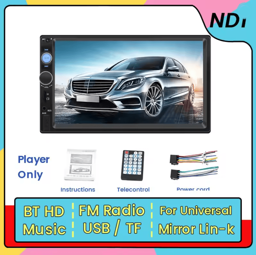MEKEDE 7 Inch Touch Screen 2 Din Car Stereo with Bluetooth and USB Multimedia Support