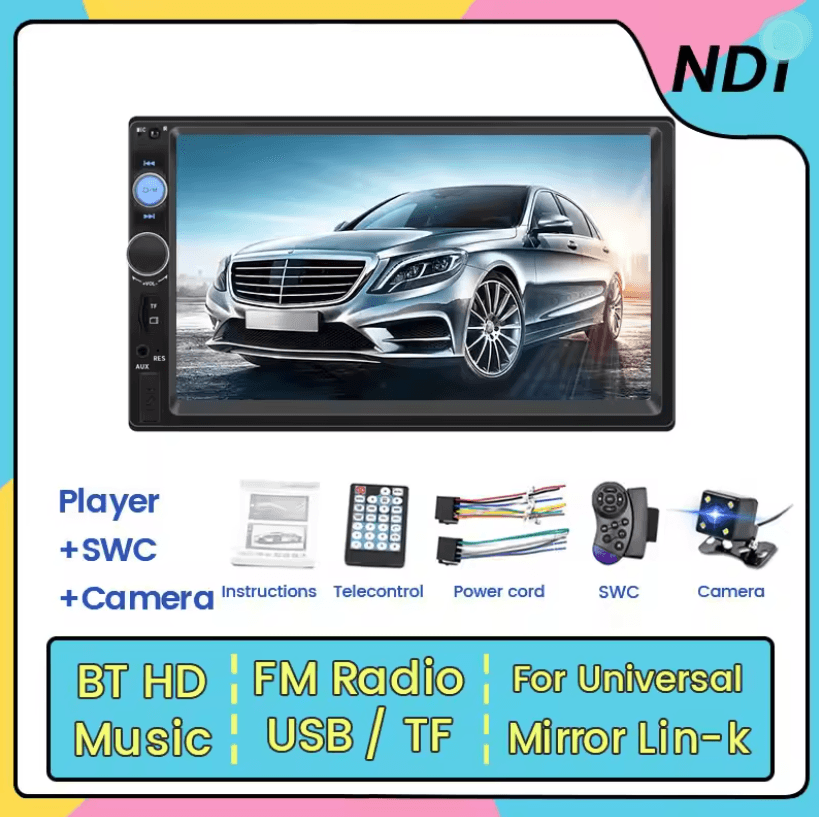 MEKEDE 7 Inch Touch Screen 2 Din Car Stereo With Bluetooth And USB Multimedia Support 3