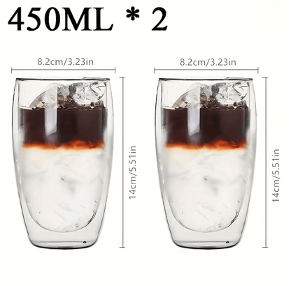 Double Wall Glass Cup Set  Insulated Espresso And Whisky Mugs For Hot And Cold Drinks 2