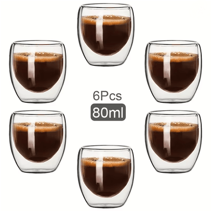 Double Wall Glass Cup Set  Insulated Espresso And Whisky Mugs For Hot And Cold Drinks 3