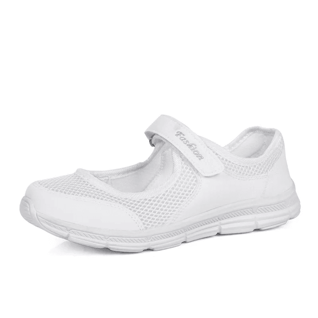 Breathable Mesh Walking Sneakers For Women  Lightweight White Casual Work Shoes 8