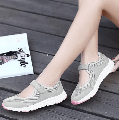Breathable Mesh Walking Sneakers For Women  Lightweight White Casual Work Shoes 3
