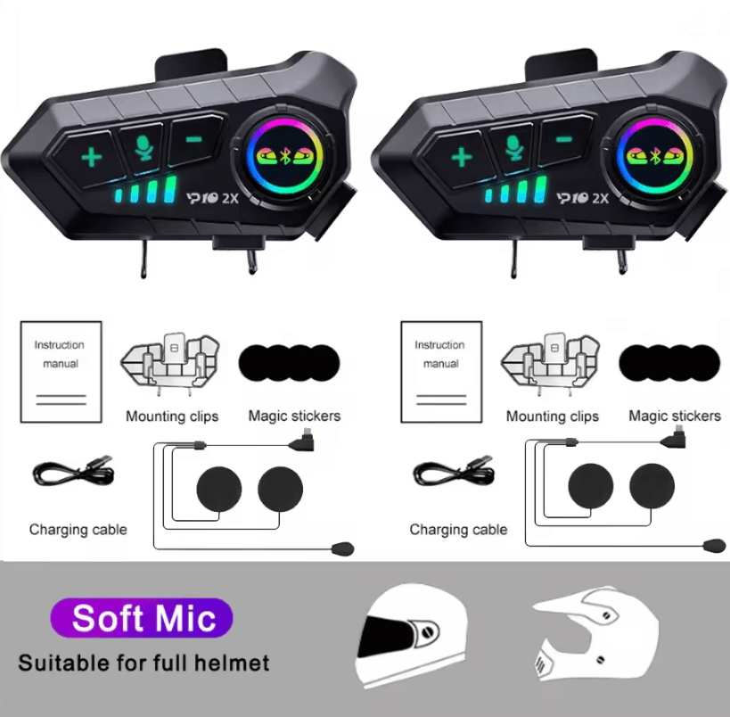 Kebidumei YP10 Bluetooth Motorcycle Helmet Intercom System With Waterproof Dual Headsets 2