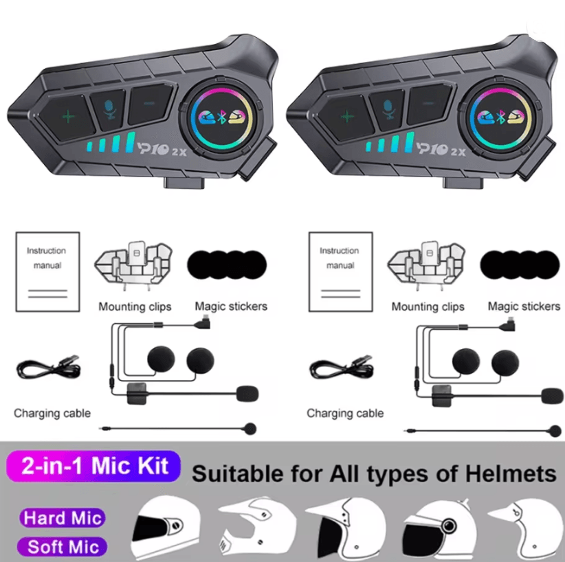 Kebidumei YP10 Bluetooth Motorcycle Helmet Intercom System With Waterproof Dual Headsets 3