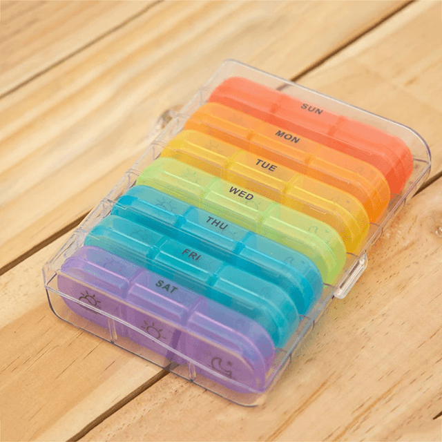 Weekly 21Grid Pill Organizer  Portable Medicine Storage Box With Secure Lids 2