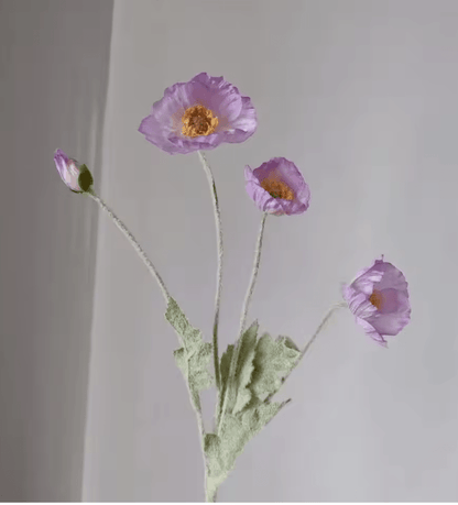 Elegant 4Head Faux Poppy Bouquet  Realistic Silk Artificial Flowers For Home  Event Decor 9