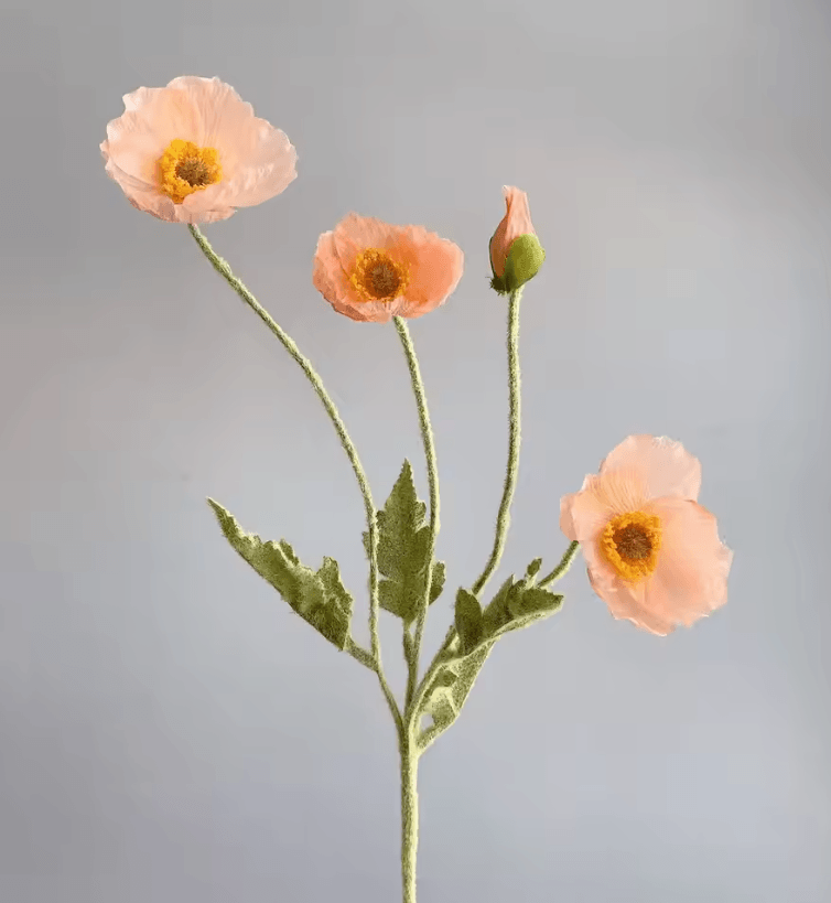 Elegant 4Head Faux Poppy Bouquet  Realistic Silk Artificial Flowers For Home  Event Decor 10