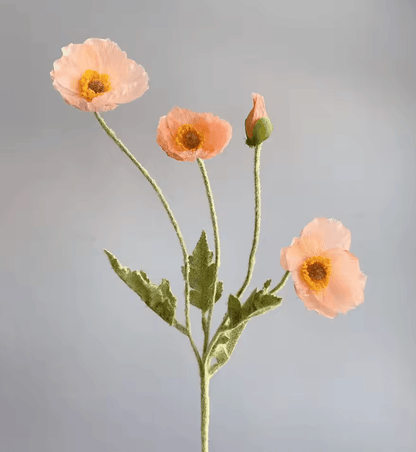 Elegant 4Head Faux Poppy Bouquet  Realistic Silk Artificial Flowers For Home  Event Decor 10